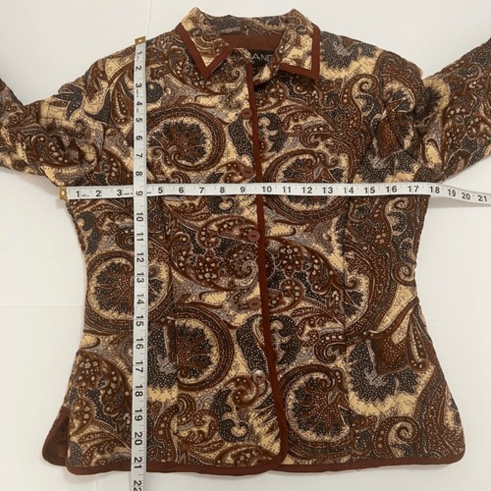 Silkland PP Petite Brown Quilted Lightweight 100% Silk Jacket Grandmacore Chic - Picture 4 of 11